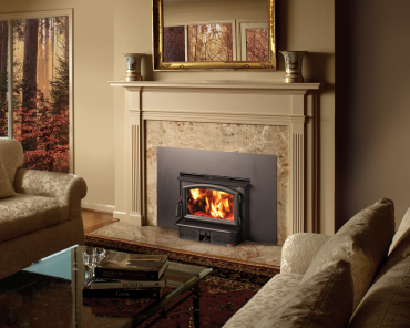Lopi wood insert with marble mantel